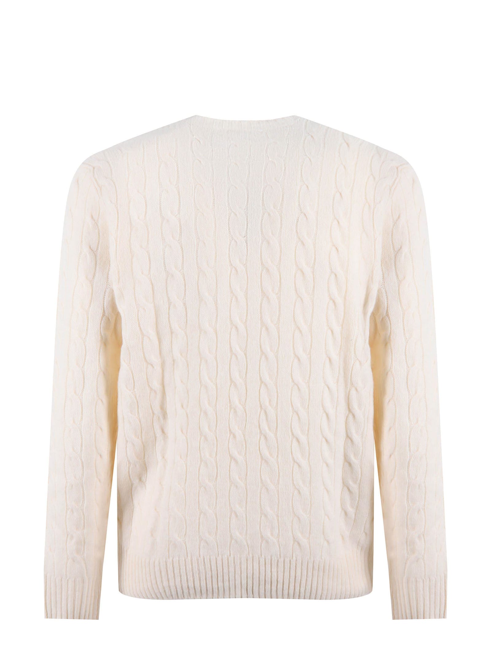 Shop Polo Ralph Lauren Wool And Cashmere Cable Knit Sweater In Ivory