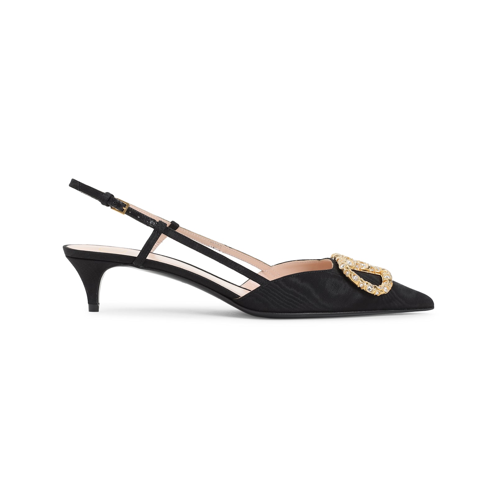 Valentino Crystal Buckle Pointed Toe Stiletto Pumps In Black