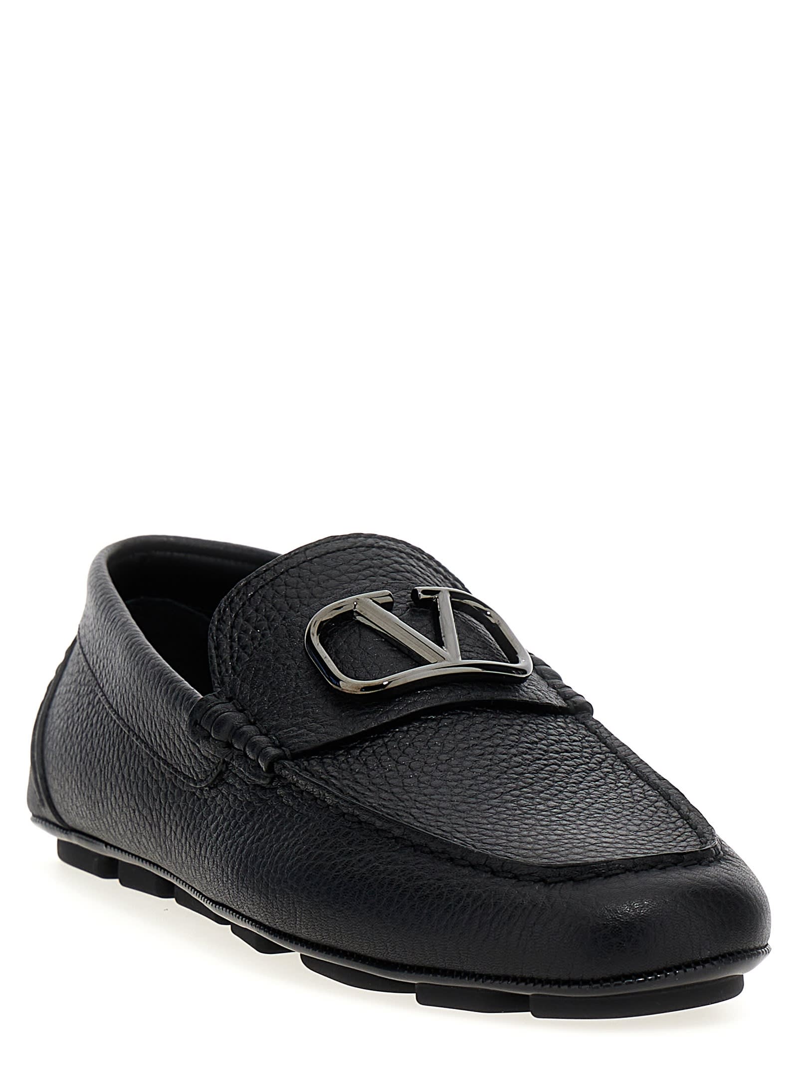 Shop Valentino Vlogo Signature Loafers In Black