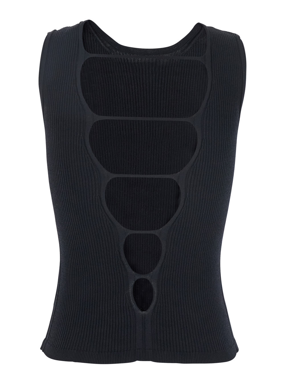 Jucca Black Top With Ribbed Design And Cut-out Detail On The Back In Black
