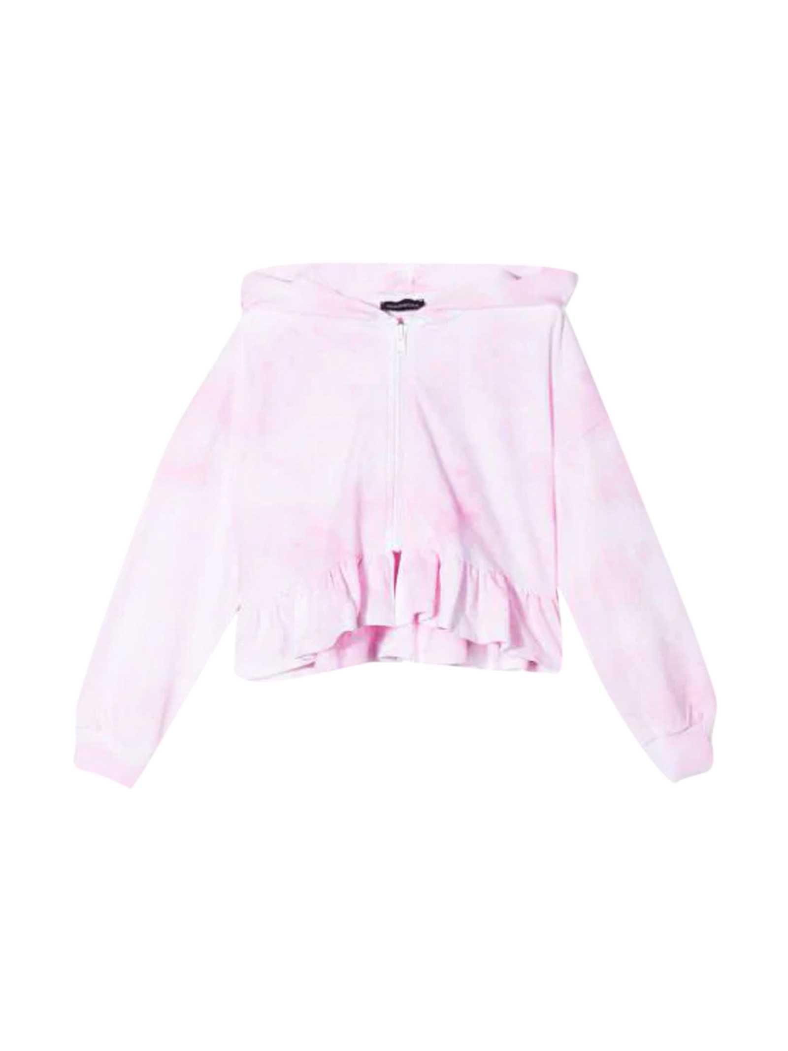 Monnalisa Pink Sweatshirt With Hood And Print