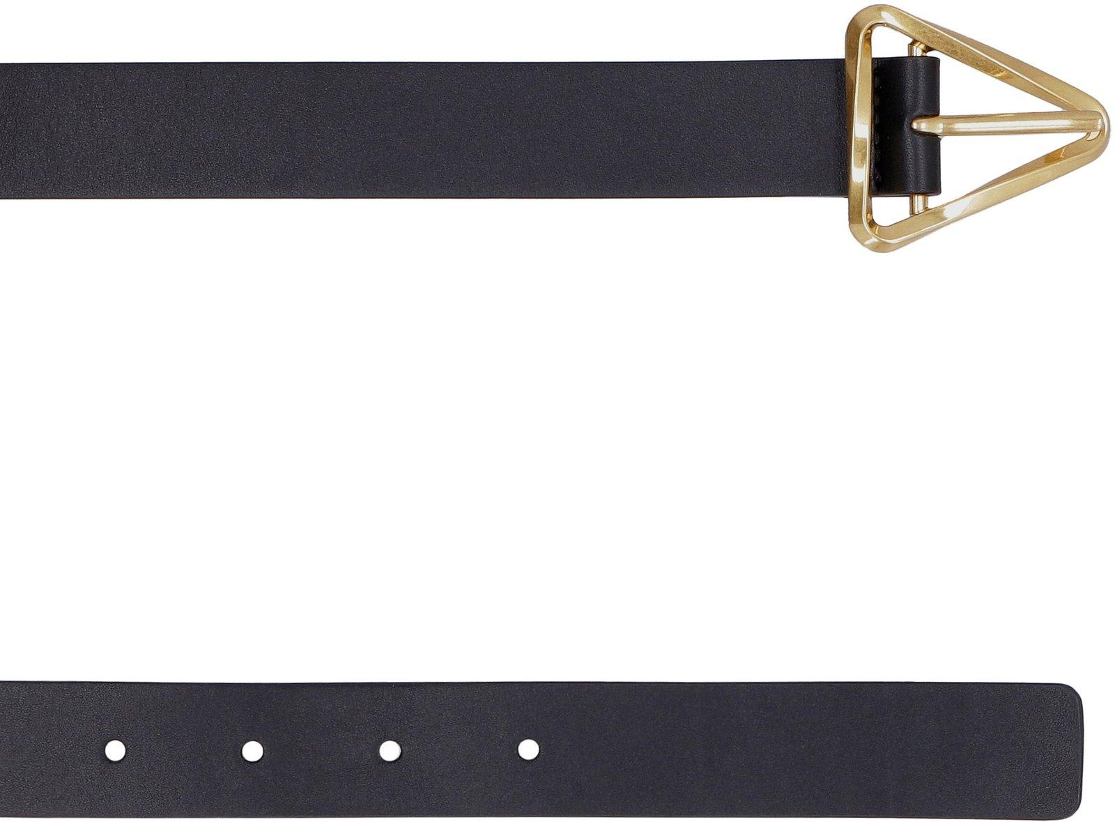 Bottega Veneta Twisted Triangle Napa Buckle Belt In Black