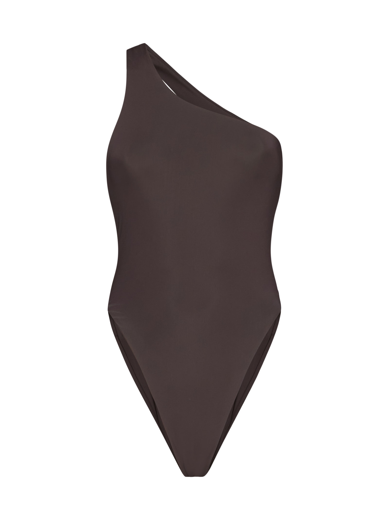 Louisa Ballou One-shoulder Swimsuit In Dark Brown