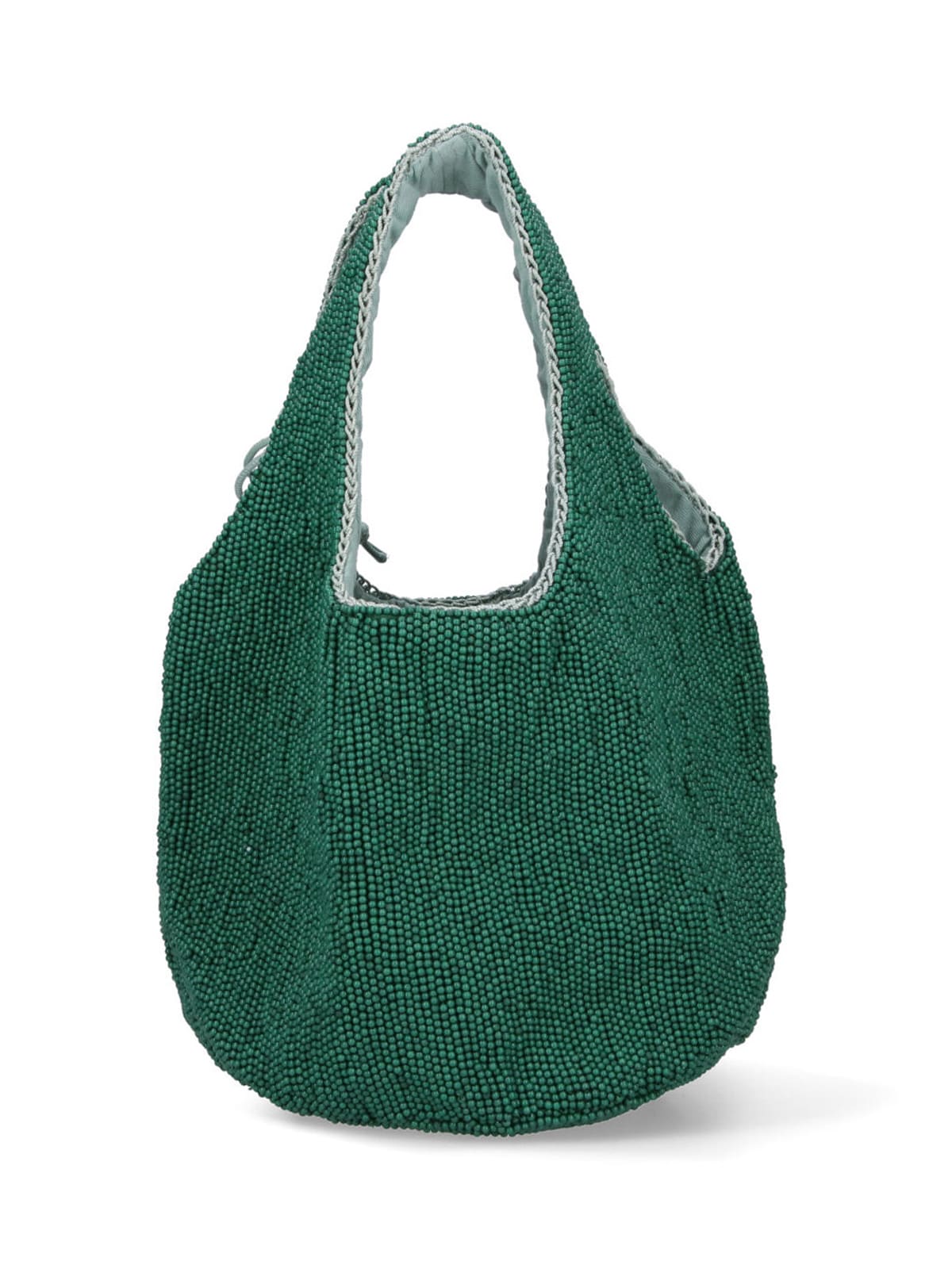 Jw Anderson Beaded Shoulder Bag Structured Shape In Green