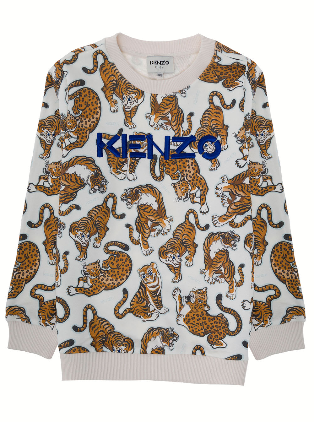 Kenzo Kids Kenzo Boy Cotton White Sweatshirt With Tigers Print
