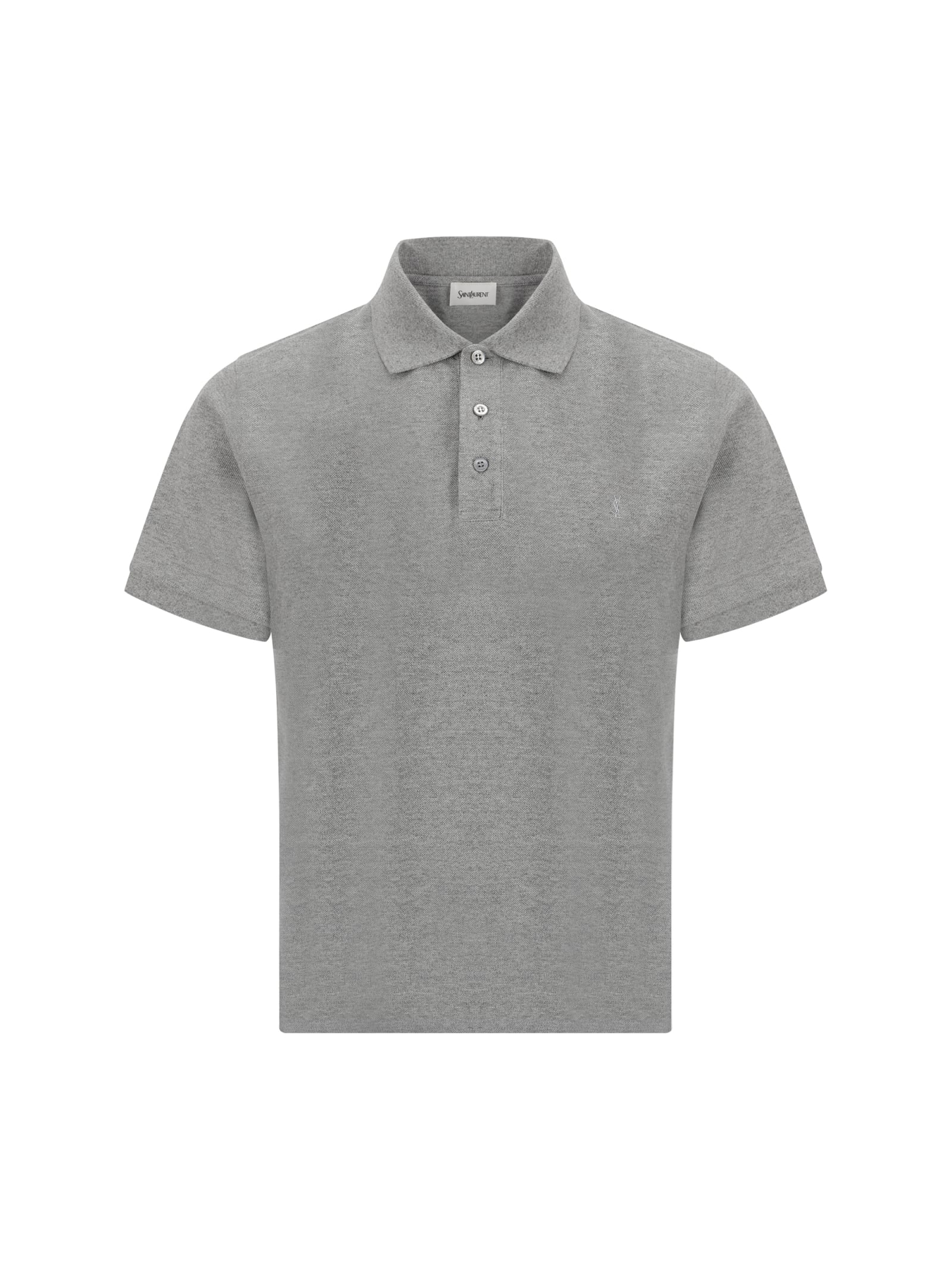 Shop Saint Laurent Cassandre Polo Shirt In Gris Chine