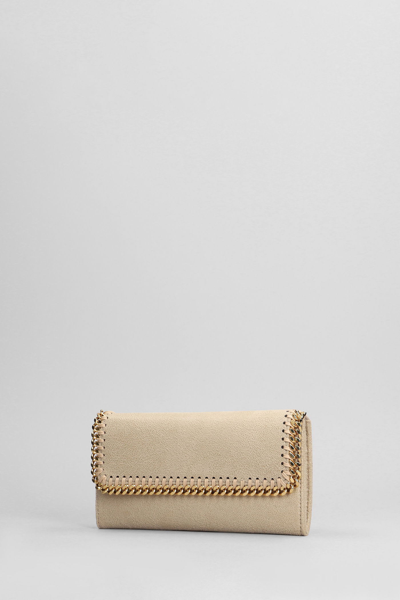 Stella Mccartney Falabella Wallet In Beige Polyester In Sand