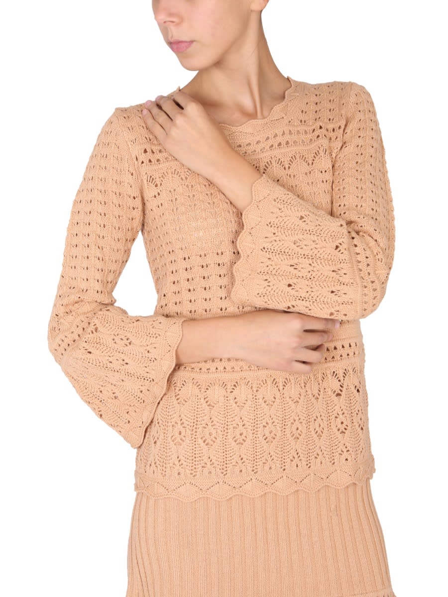 Shop Boutique Moschino Wool Blend Sweater In Beige