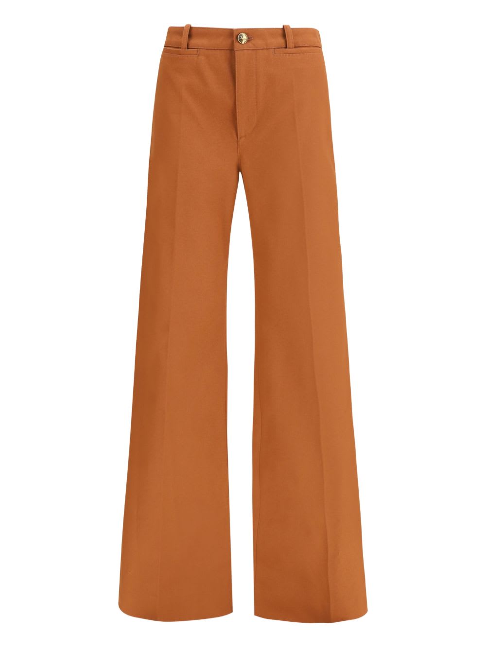 Chloé Wide Leg Trousers With Pockets And Loops In Brown