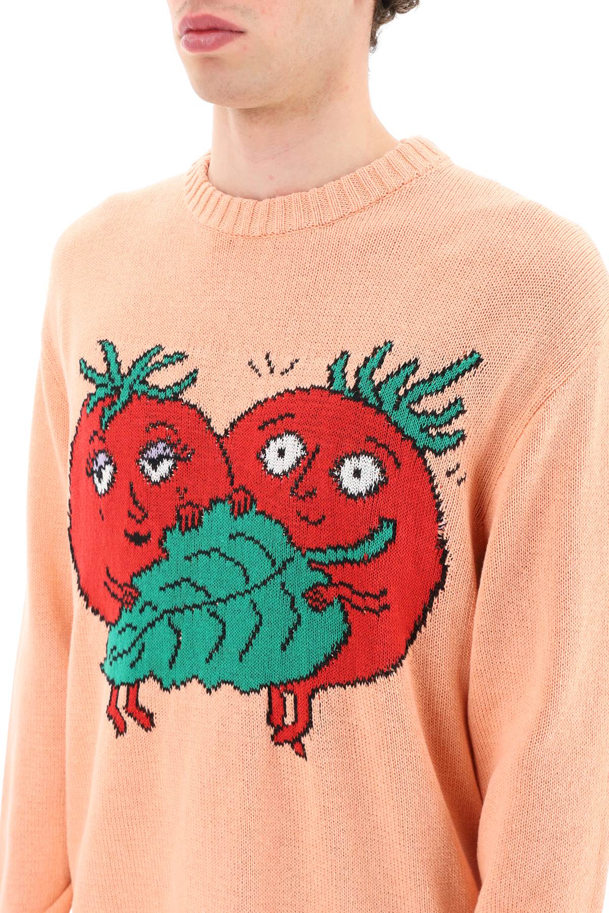 Shop Sky High Farm Happy Tomatoes Cotton Sweater In Light Pink (pink)