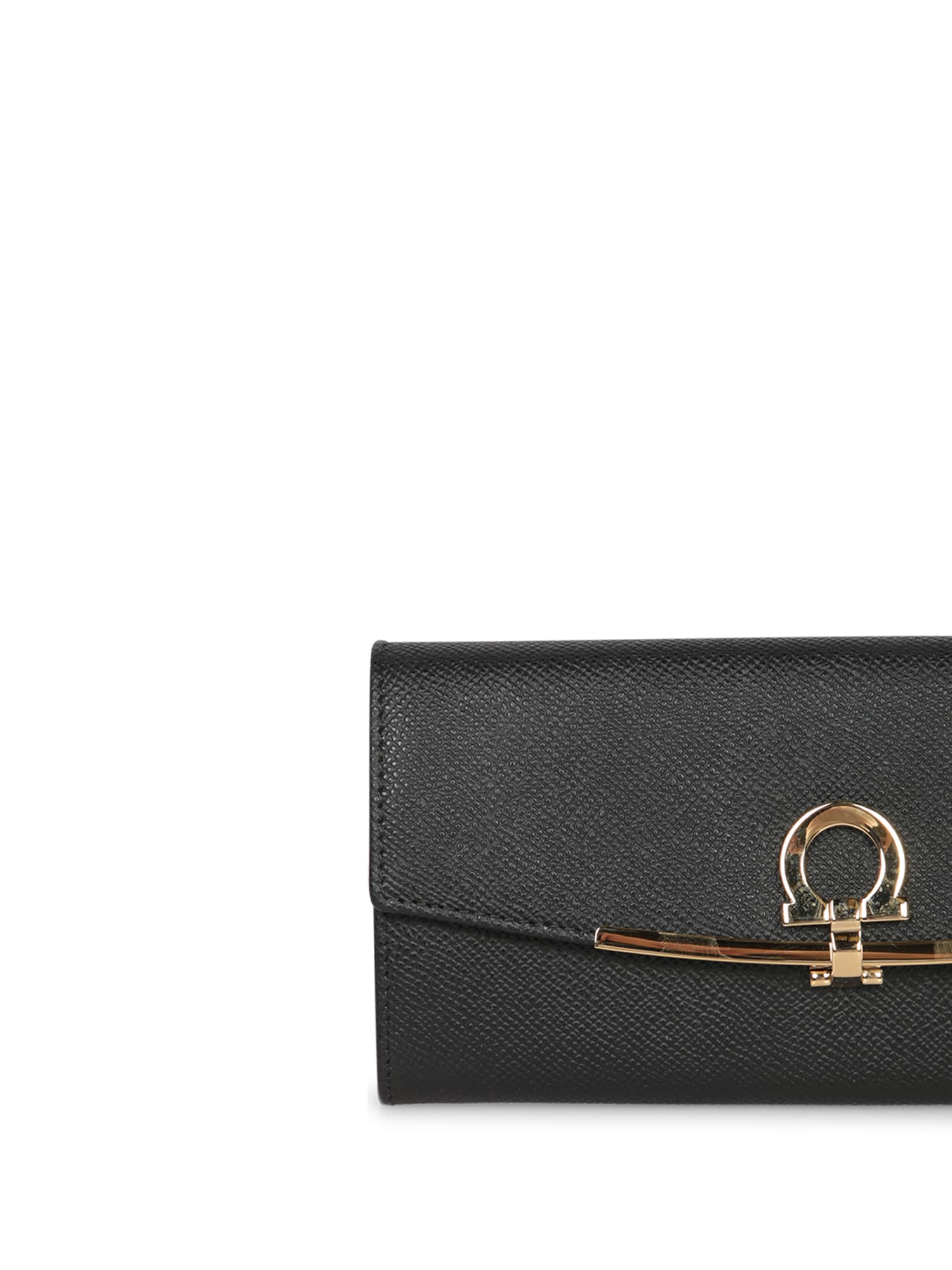 Shop Ferragamo Gancino Clip Black Wallet