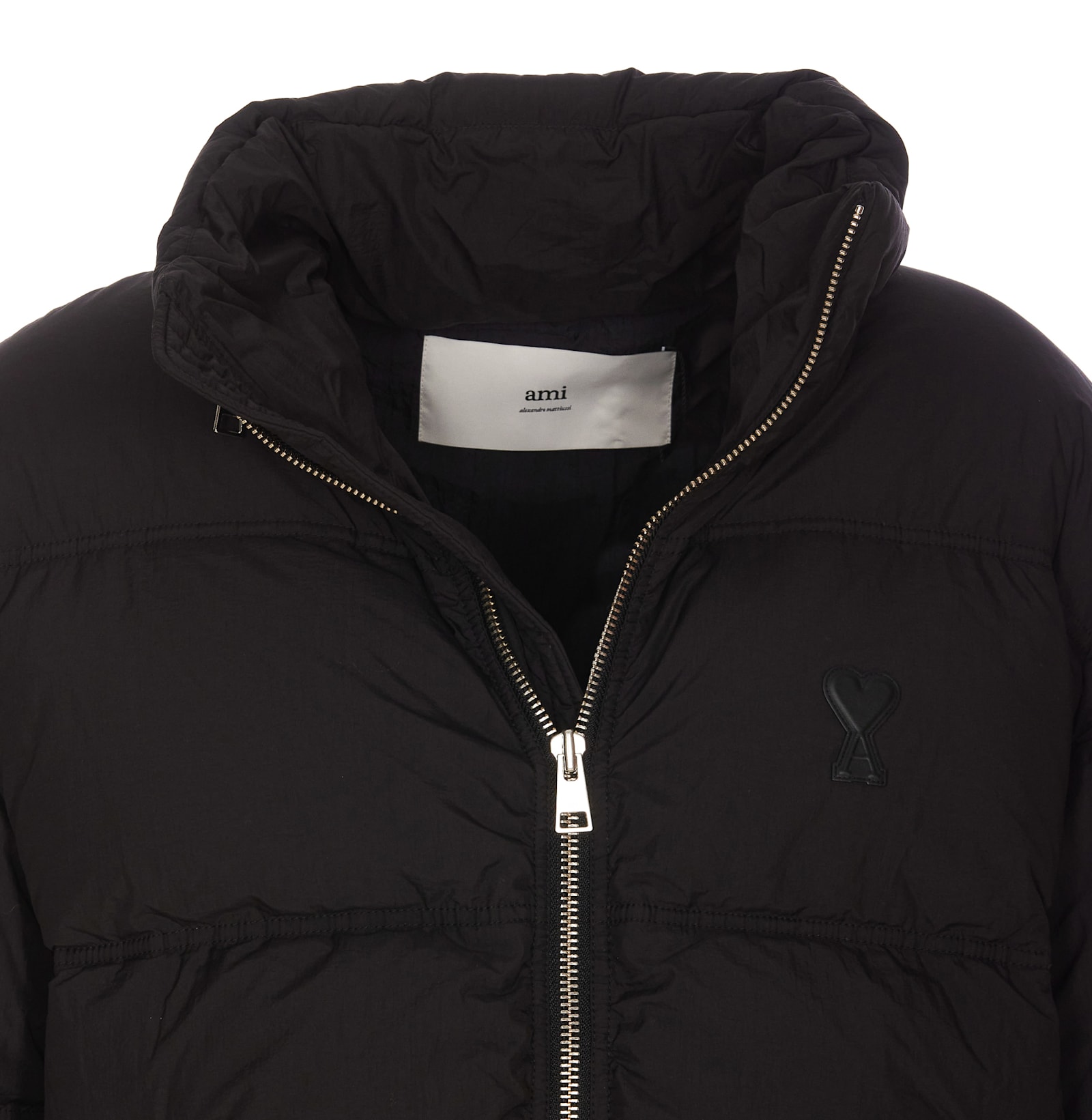 Shop Ami Alexandre Mattiussi Ami De Coeur Down Jacket In Black