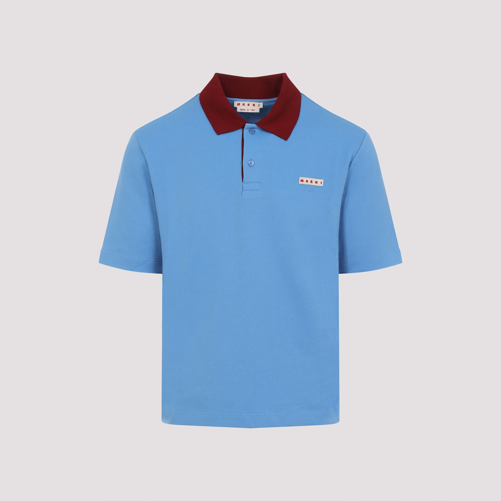 Marni Polo In Piquet Blu Con Colletto A Contrasto In Blue