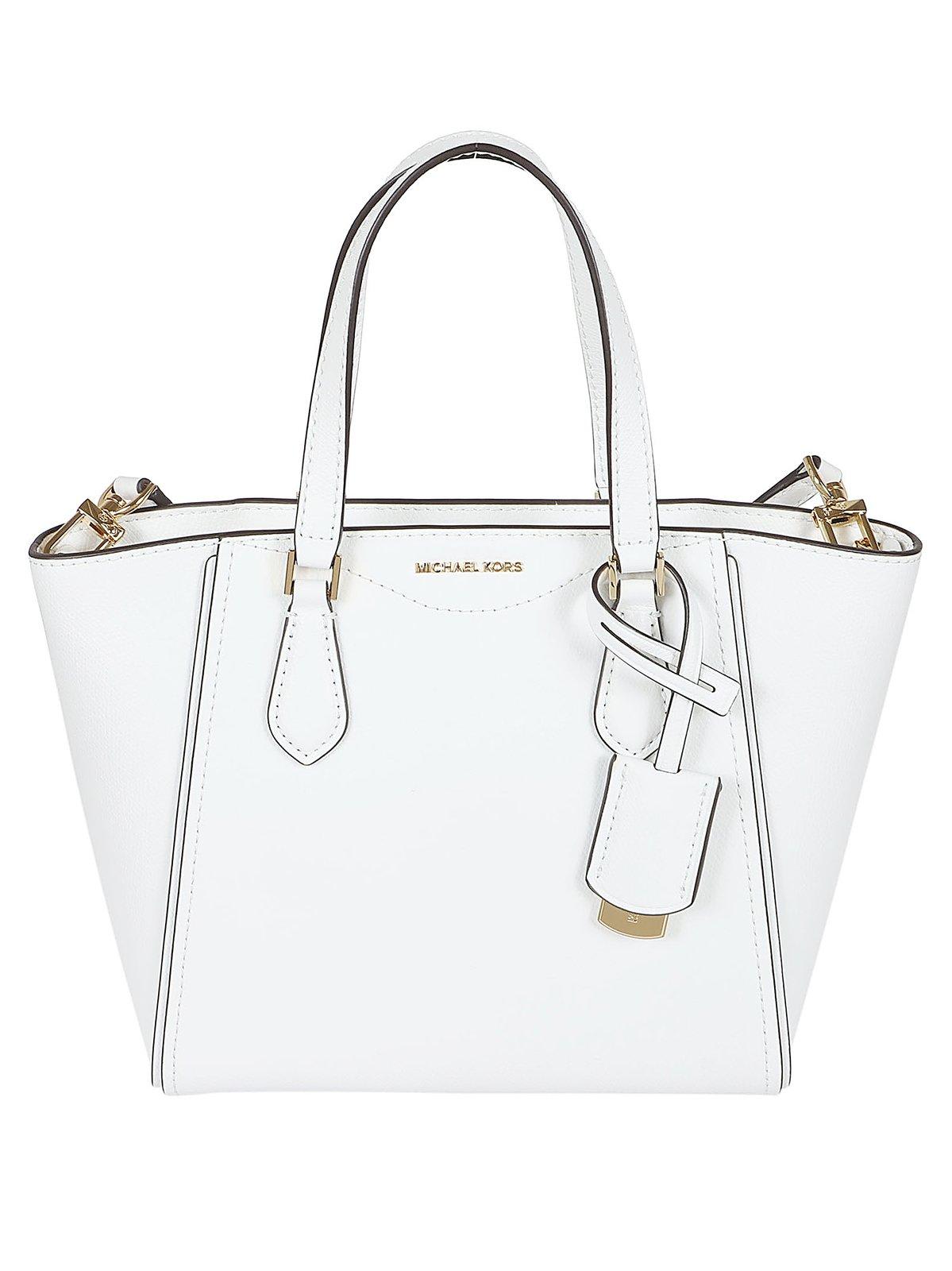 Shop Michael Kors Taryn Small Convertible Crossbody Bag In Optic White