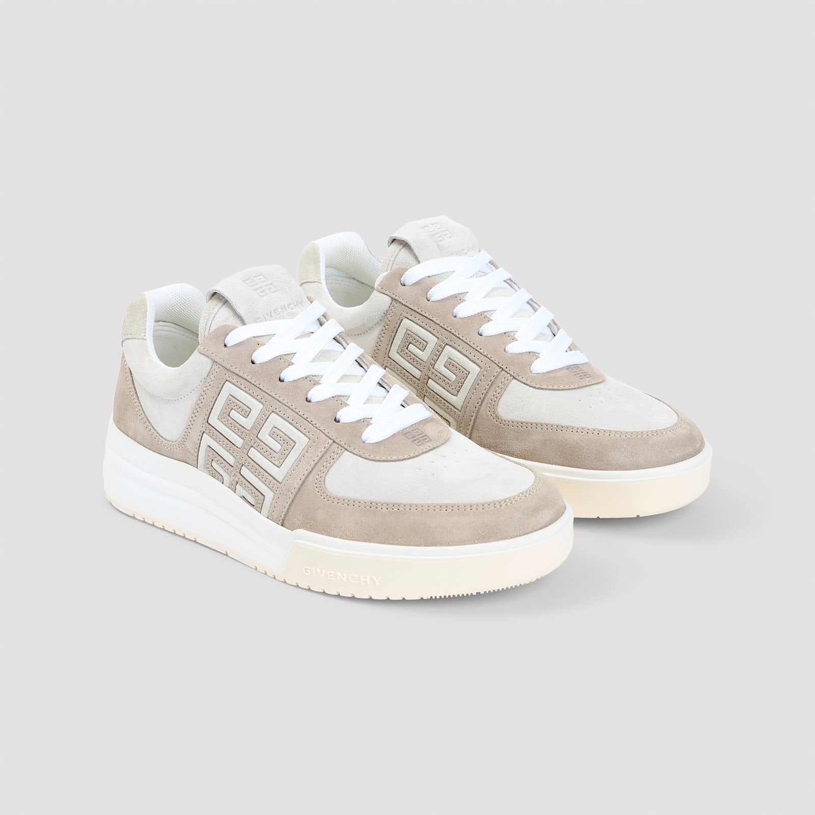 Shop Givenchy 4g Sneakers In Beige White