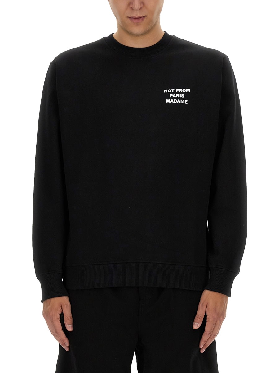 Shop Drôle De Monsieur Slogan Sweatshirt In Black