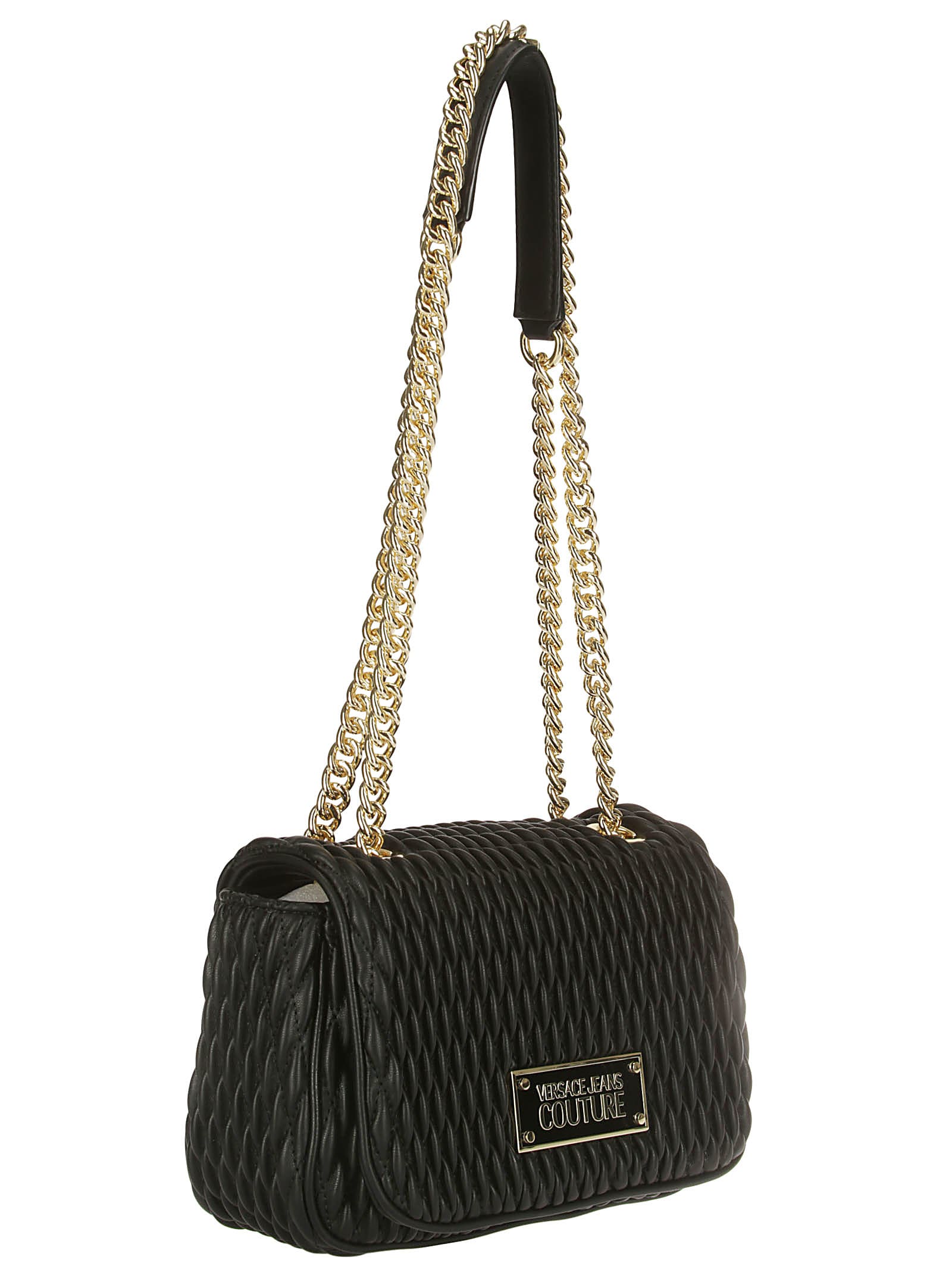 Versace Jeans Couture Quilted Chain-linked Shoulder Bag In 899