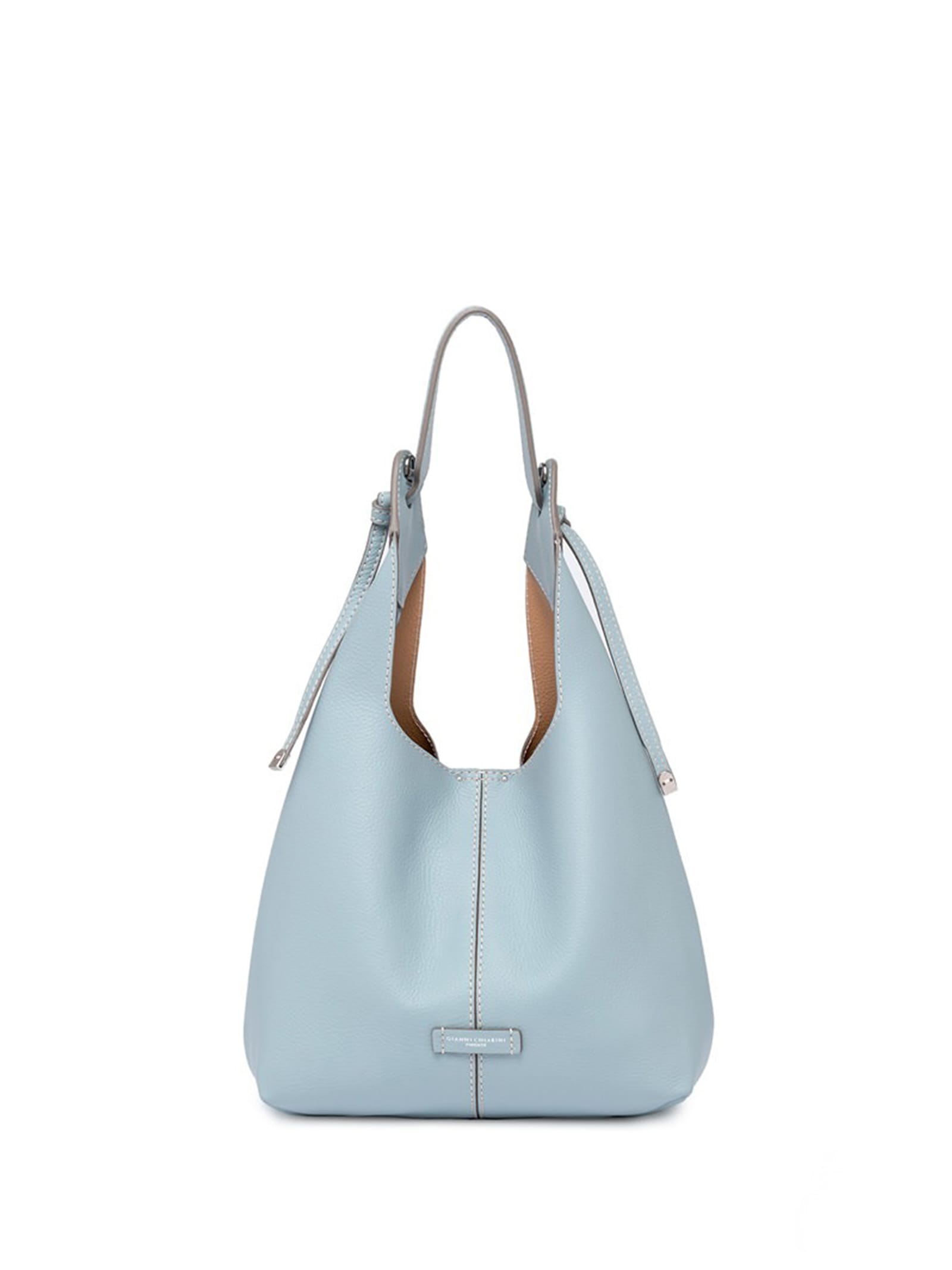 Shop Gianni Chiarini Light Blue Elsa Shoulder Bag In Matte Effect Leather In Artico-pecan