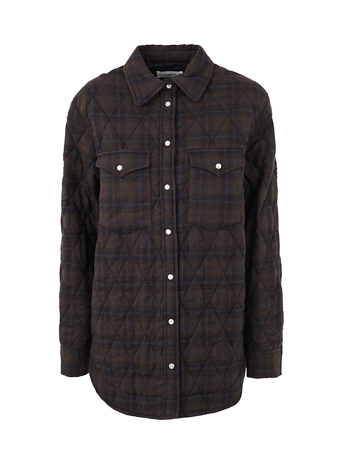 Isabel Marant Étoile Quilted Checked Button-up Shirt In Kaki