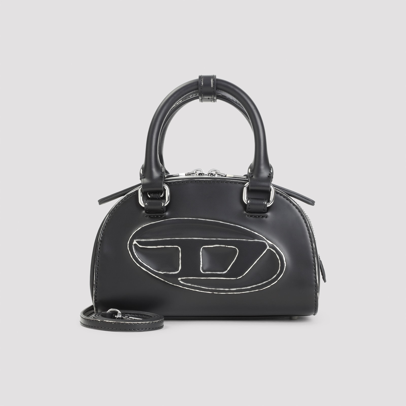 Diesel Women Black 1dr Dome Crossbody Mini Bowling Bag In Black