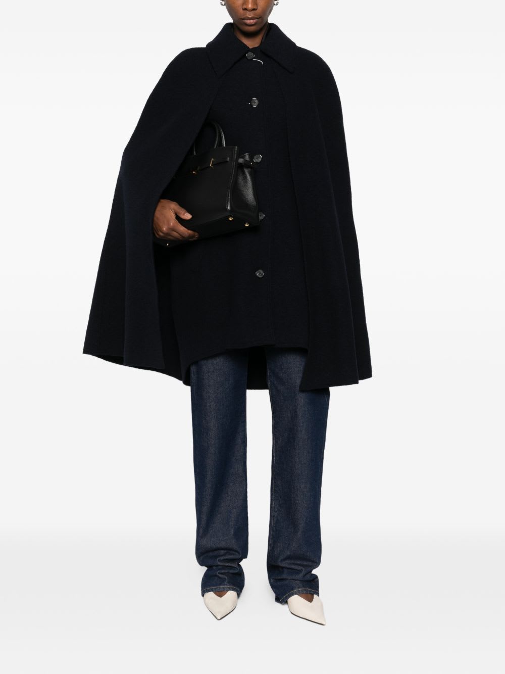 Totême Wool Cape Coat In Black