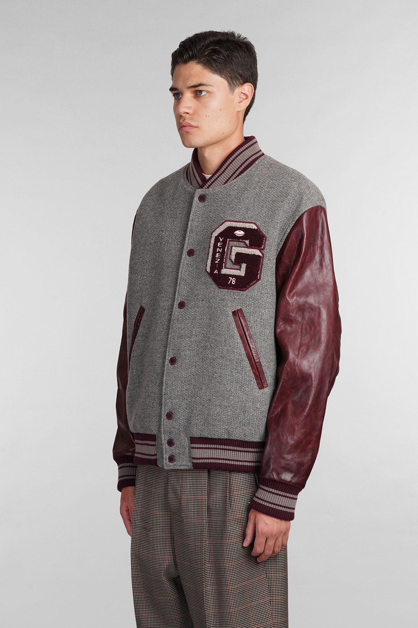 Shop Golden Goose Bomber In Grey Wool