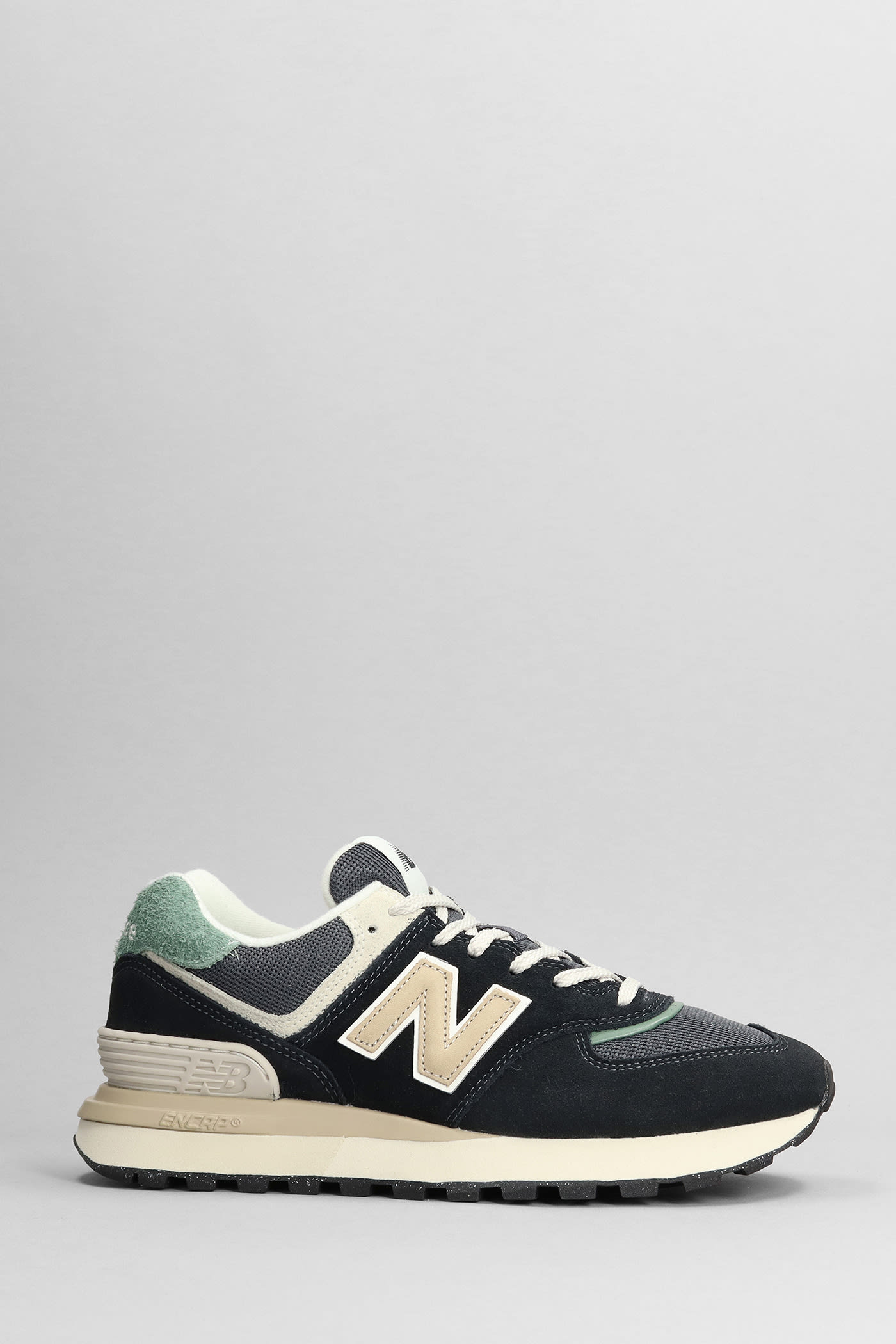 NEW BALANCE 574 SNEAKERS IN BLACK SUEDE AND FABRIC