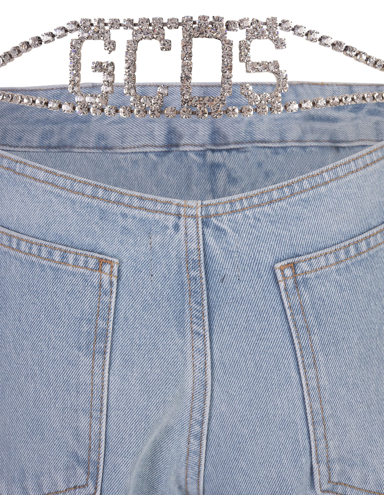 Shop Gcds Chocker Denim Trousers In Light Blue