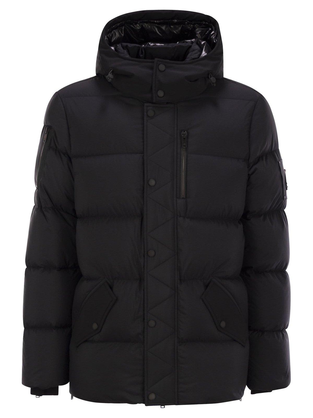 Shop Moose Knuckles Everest 3q Hooded Padded Jacket In Black