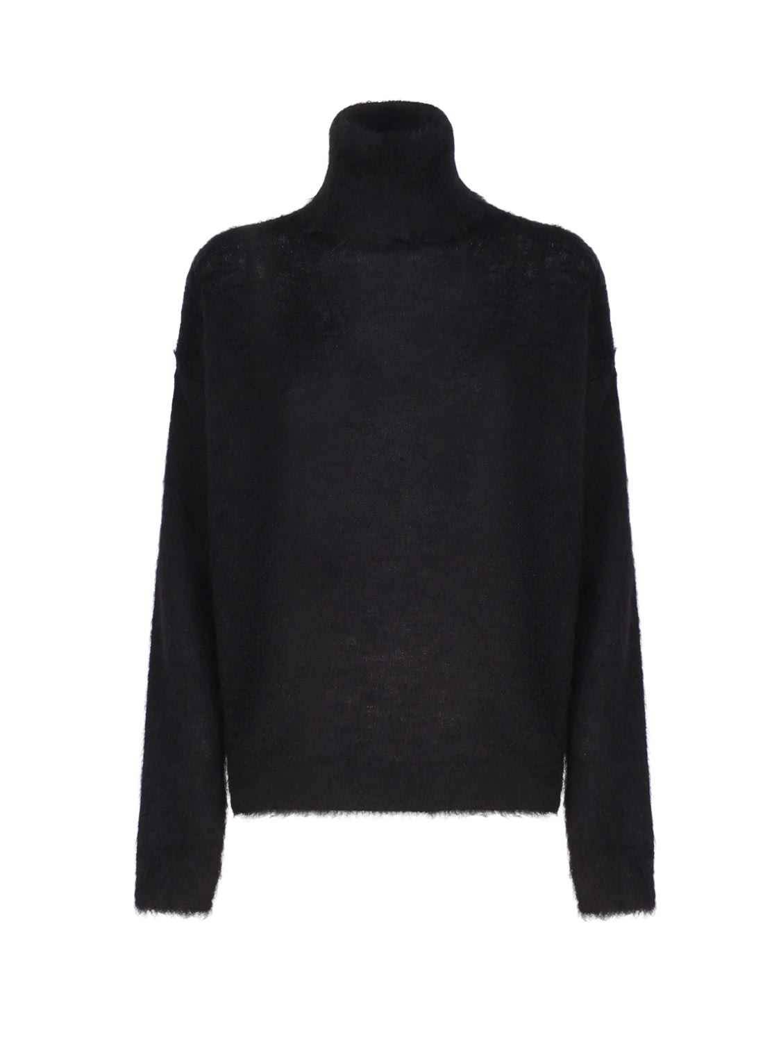 Shop Saint Laurent Mohair Turtleneck Sweater In Black