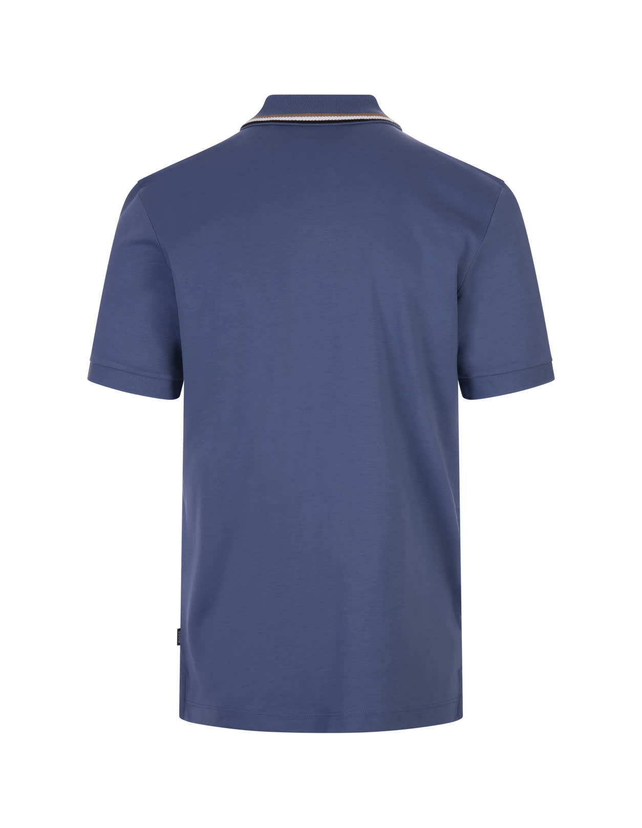 Shop Hugo Boss Cerulean Blue Slim Fit Polo Shirt With Striped Collar
