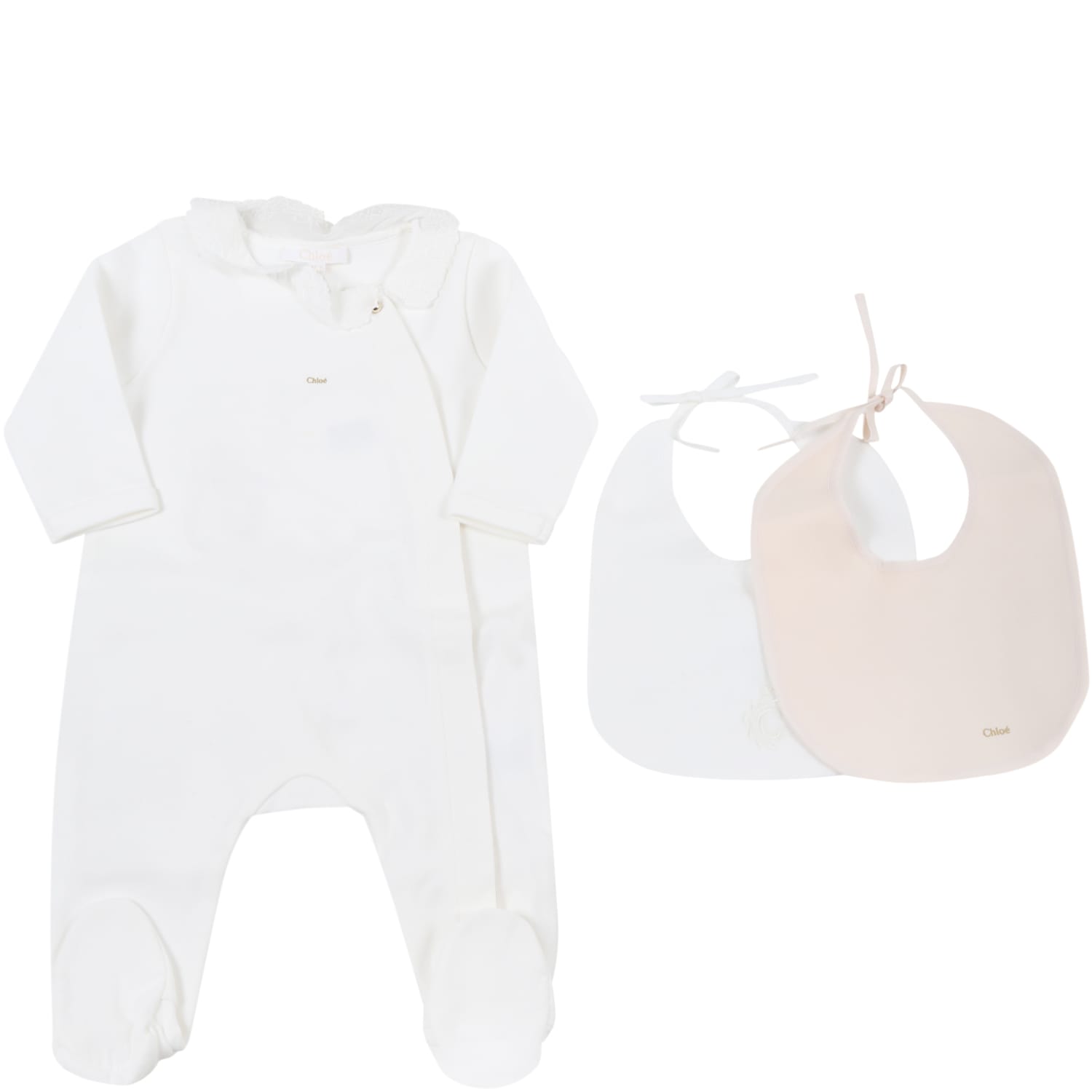 Chloé Ivory Set For Baby Girl With Logo