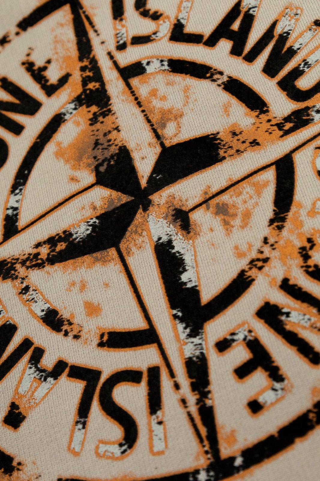 Stone Island Logo Printed Jersey Sweatshirt In Dust