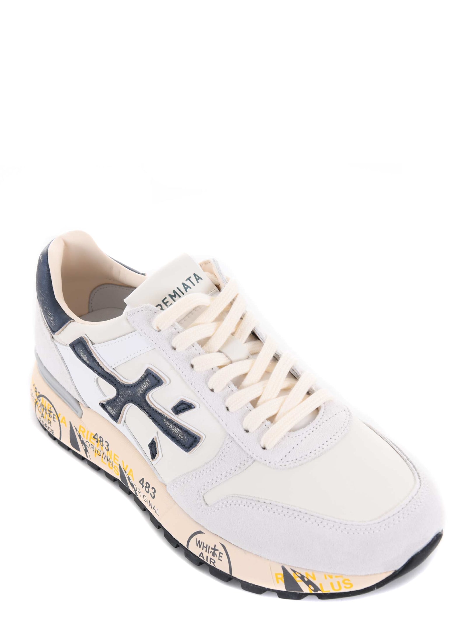 Shop Premiata Sneakers In Avorio/blu