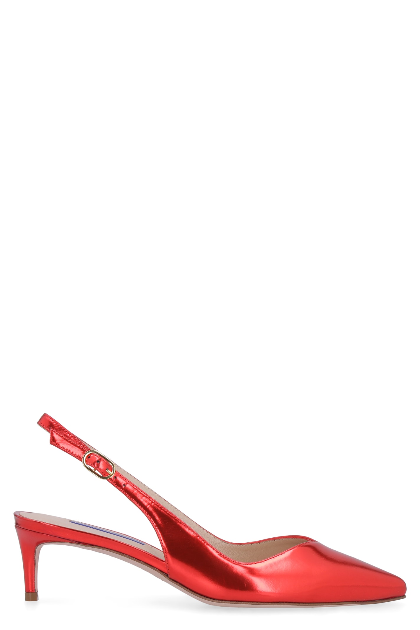 Stuart Weitzman Edith Mirror Look Leather Sling-back
