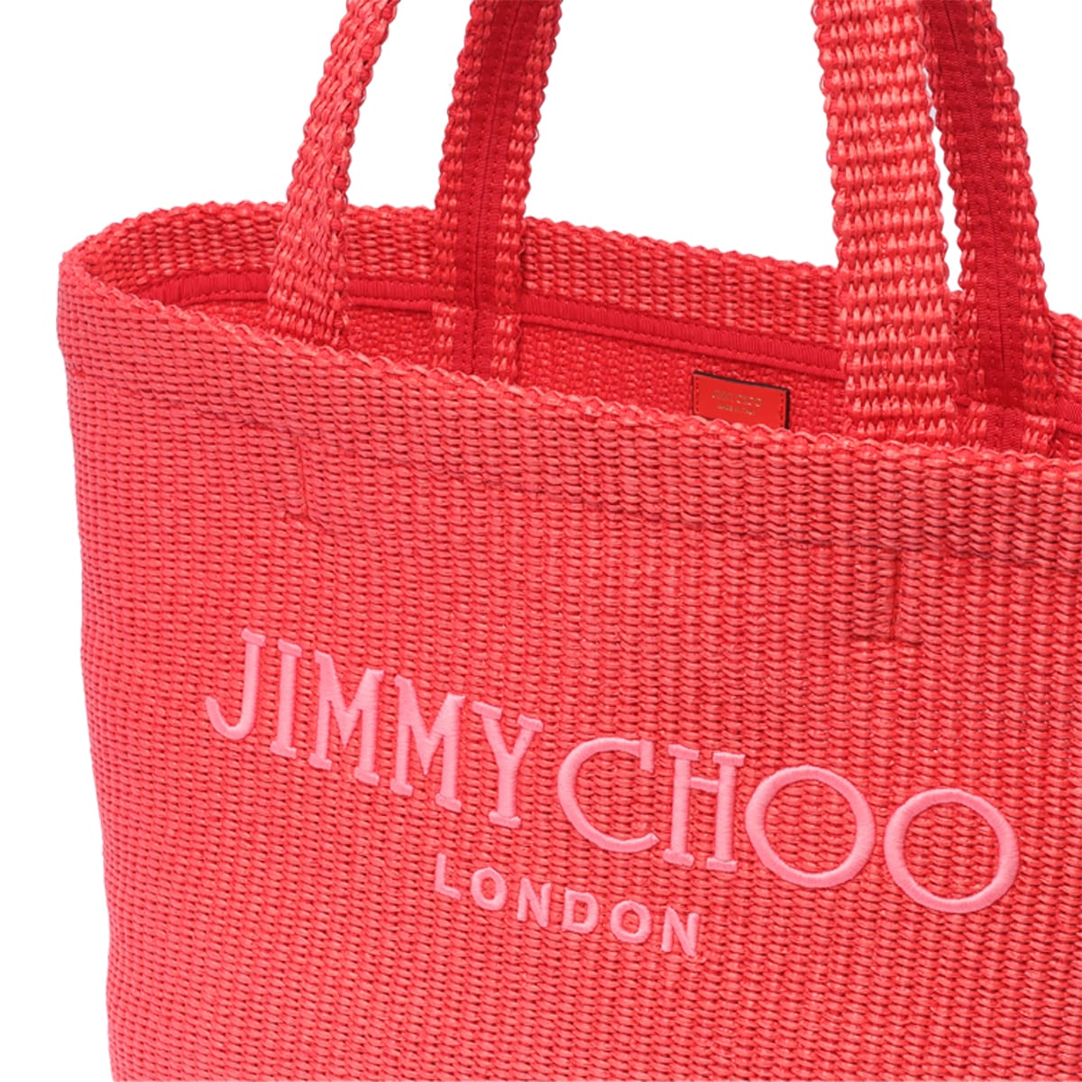 Shop Jimmy Choo E/w Beach Tote In Red
