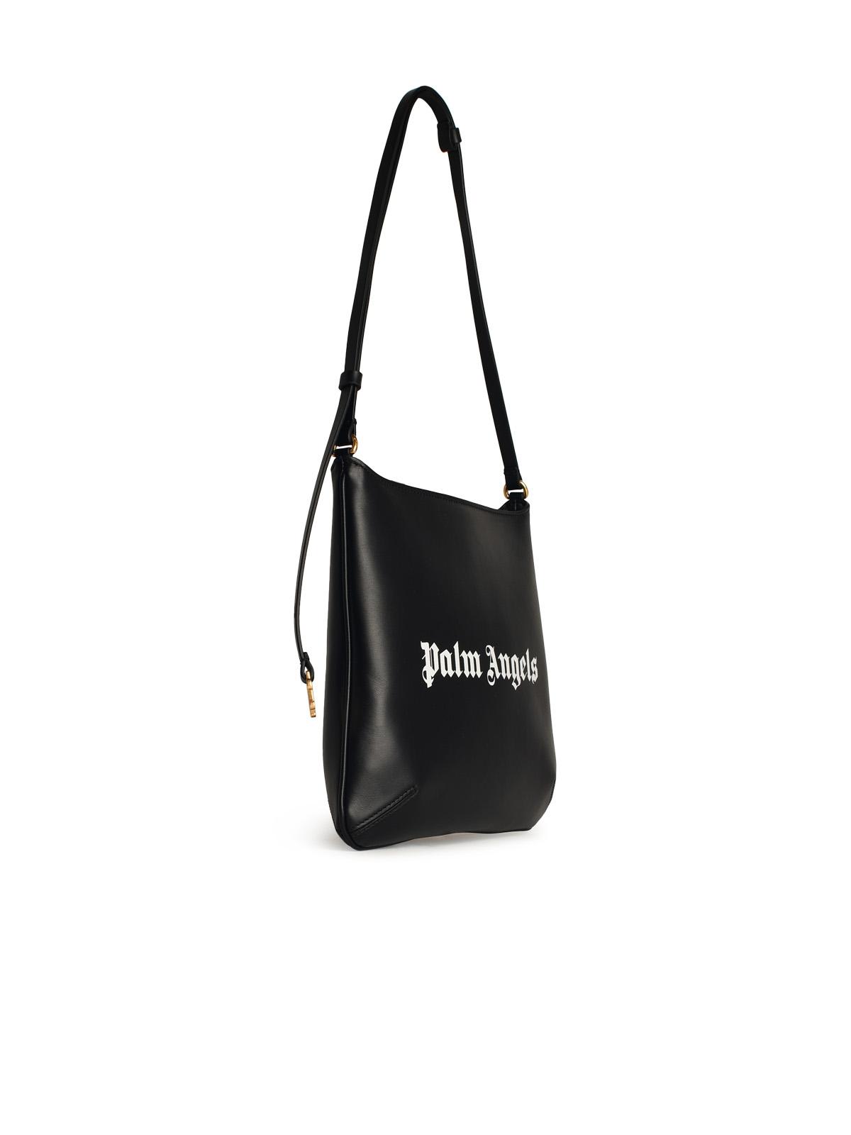 Shop Palm Angels Giorgina Black Leather Bag In Black/white