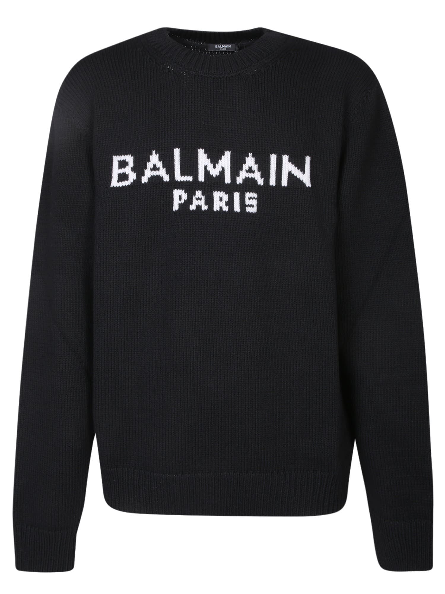 Shop Balmain Black Logo Sweater