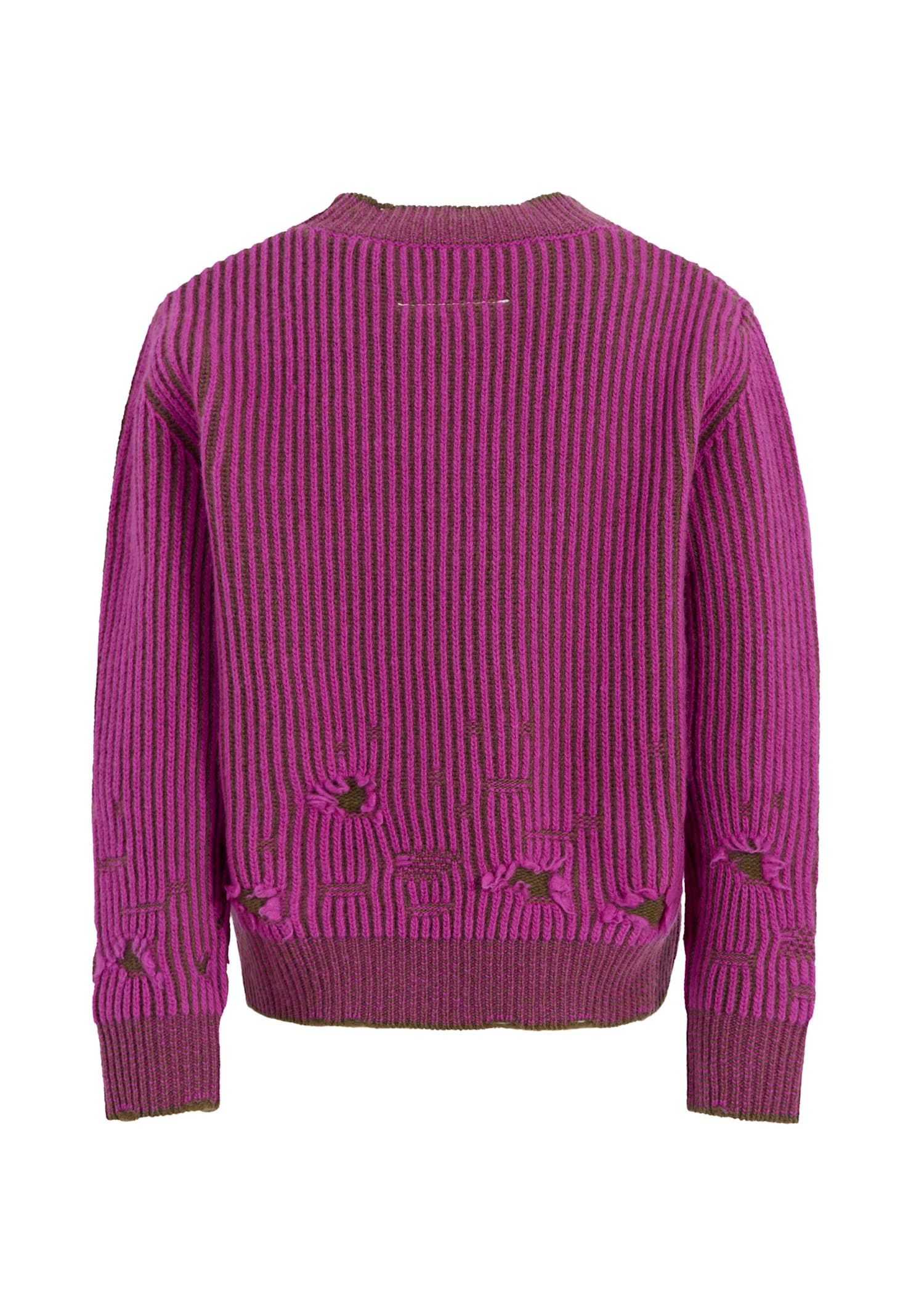 Mm6 Maison Margiela Purple Sweater For Girl With Logo In Purple
