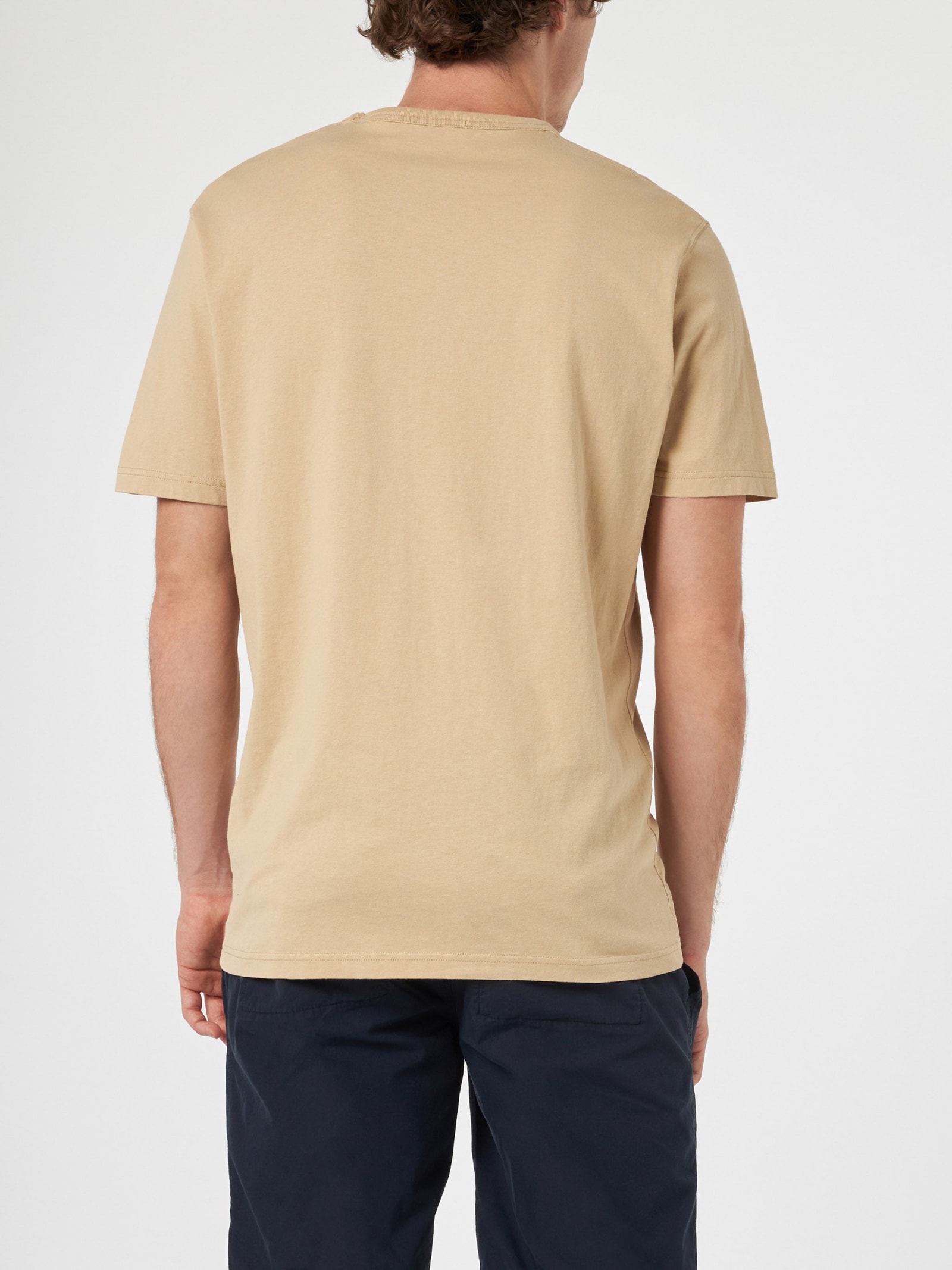 Shop Mc2 Saint Barth Man Beige Cotton Jersey T-shirt Dover With St. Barth Embroidery In White