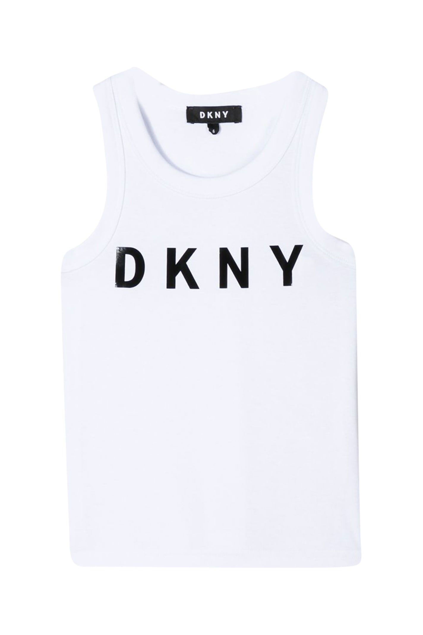 Dkny Logo Print Sleeveless Top In Bianca