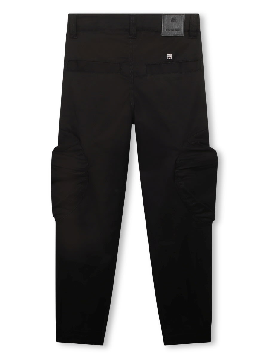 Givenchy Kids Logo Lettering Gabardine Trousers In Black