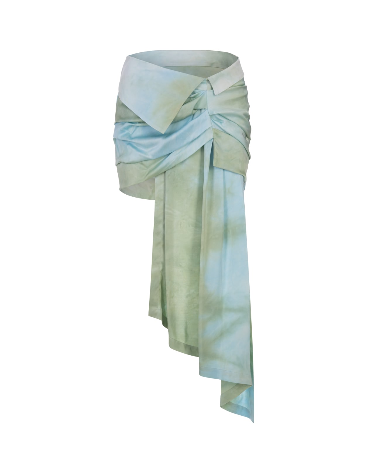 Off-white Tie-dye Draped Mini Skirt In Blu
