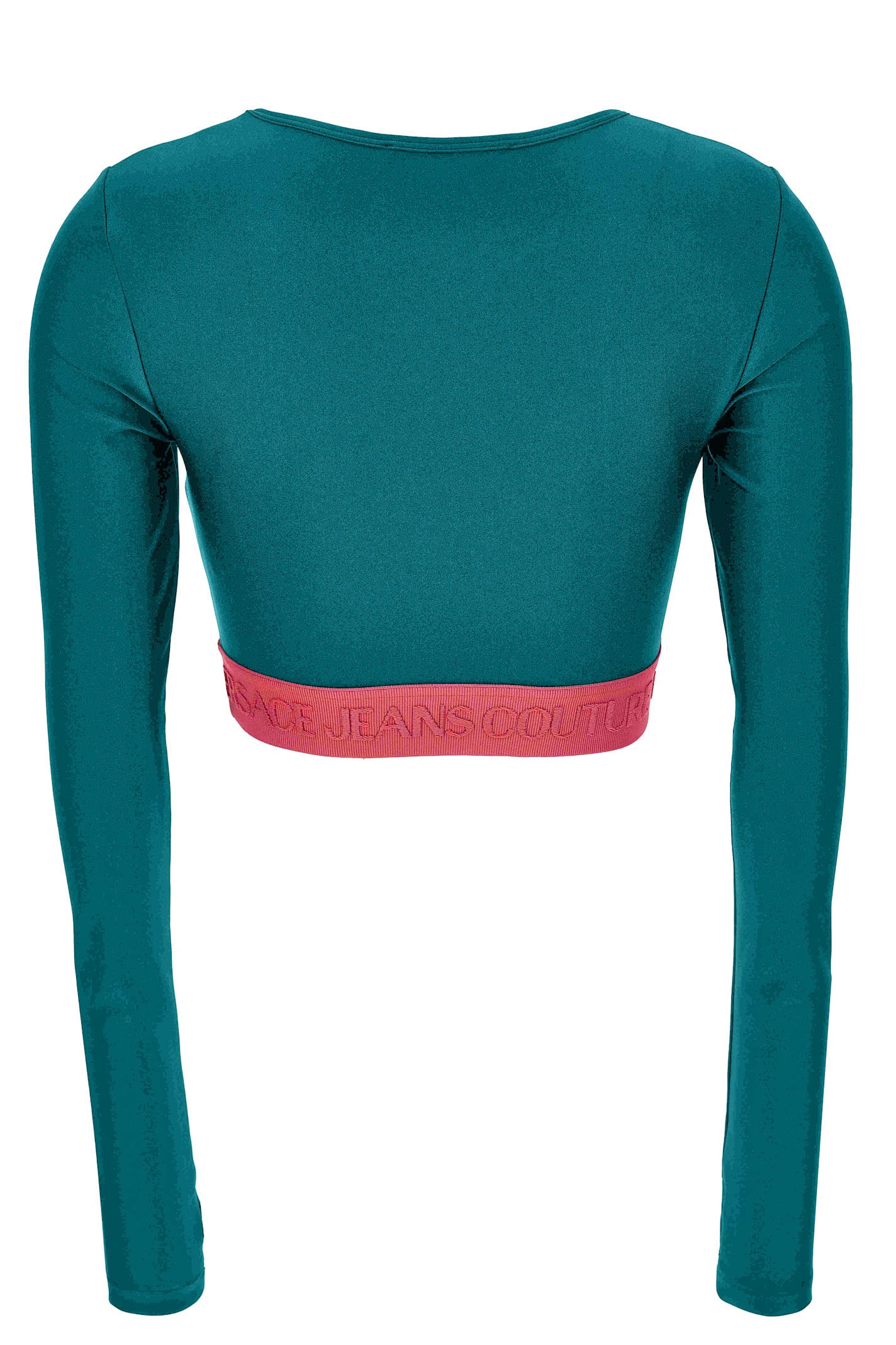 Versace Jeans Couture Crop Top With Long Sleeves In Blue
