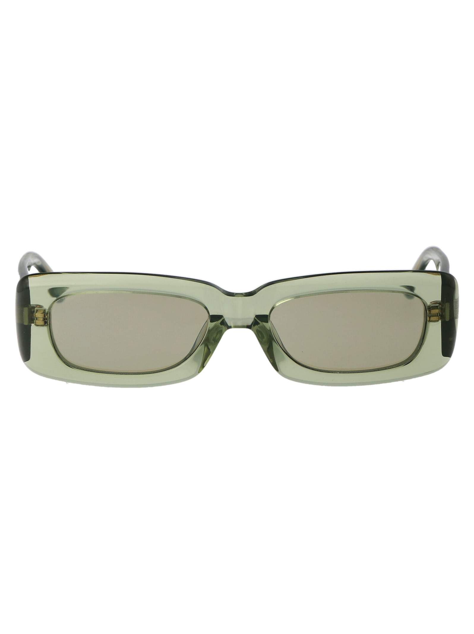 Shop Attico Mini Marfa Sunglasses In 18 Green Gold Green