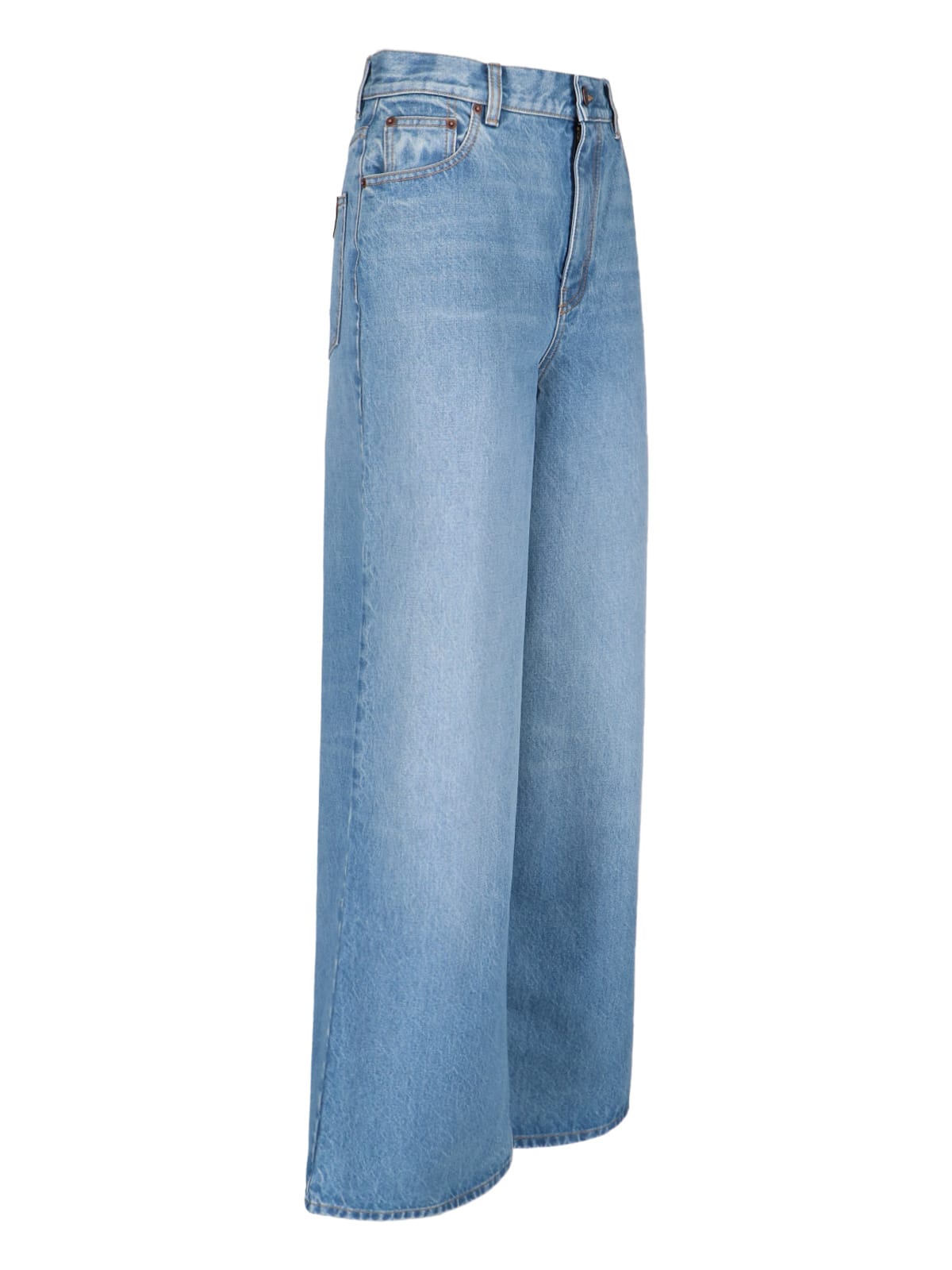 Chloé High-rise Wide-leg Trousers Belt Loops In Blue