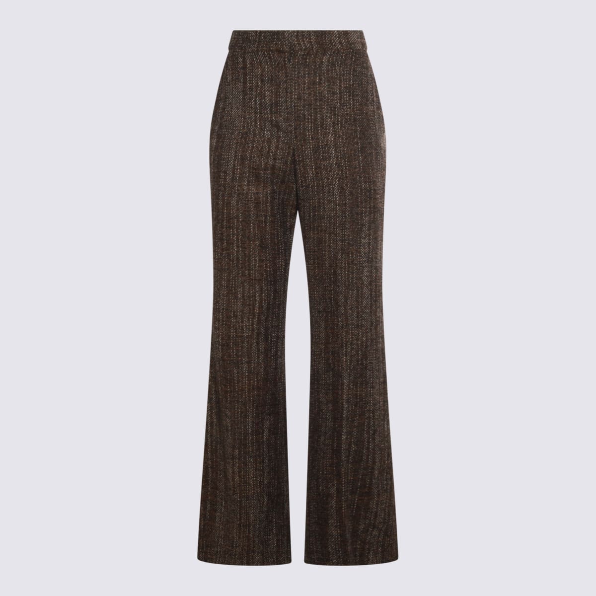 Fendi Rust Wool Flared Pants In Brown