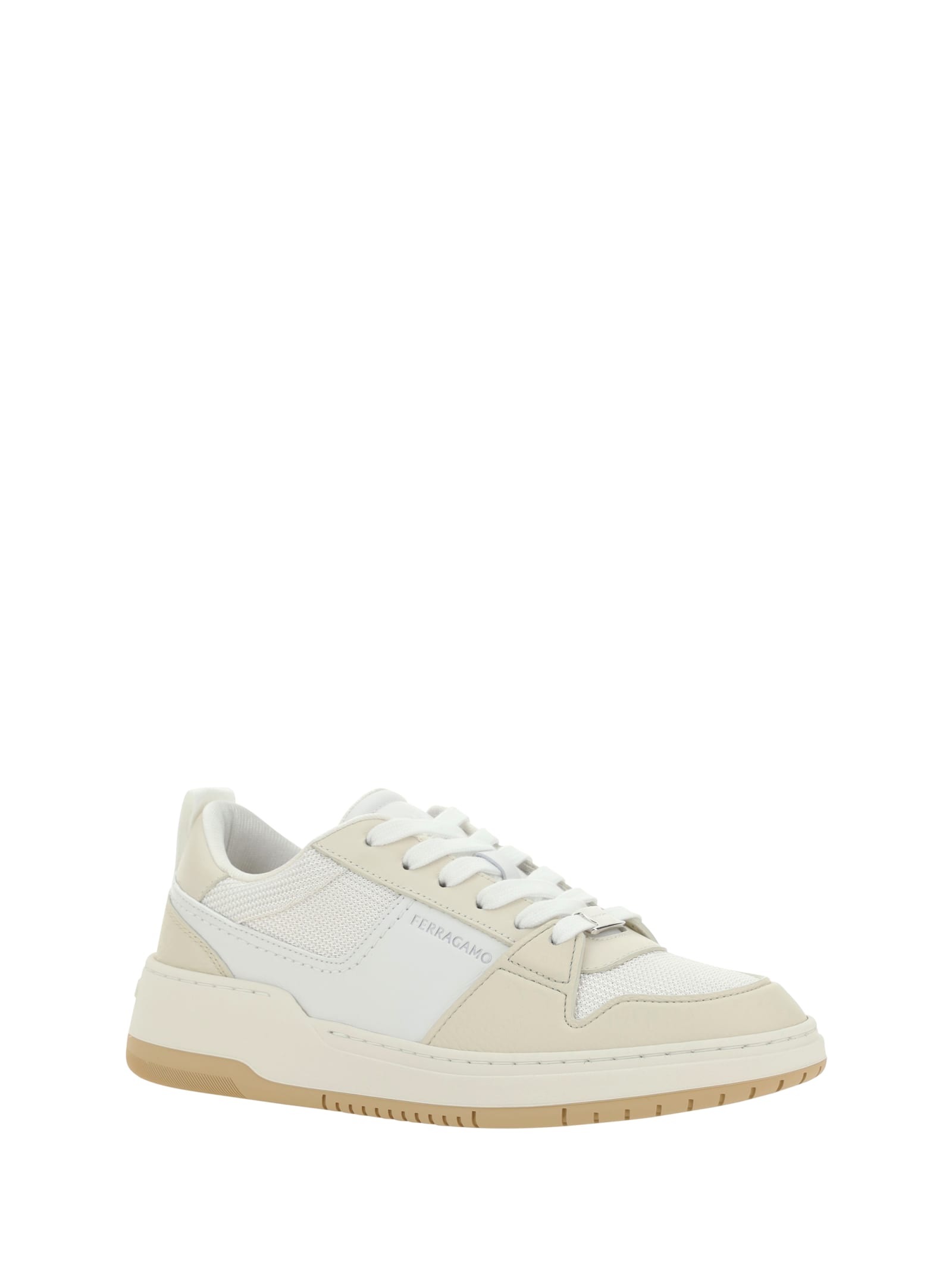 Shop Ferragamo Dennis Sneakers In White/neutrals