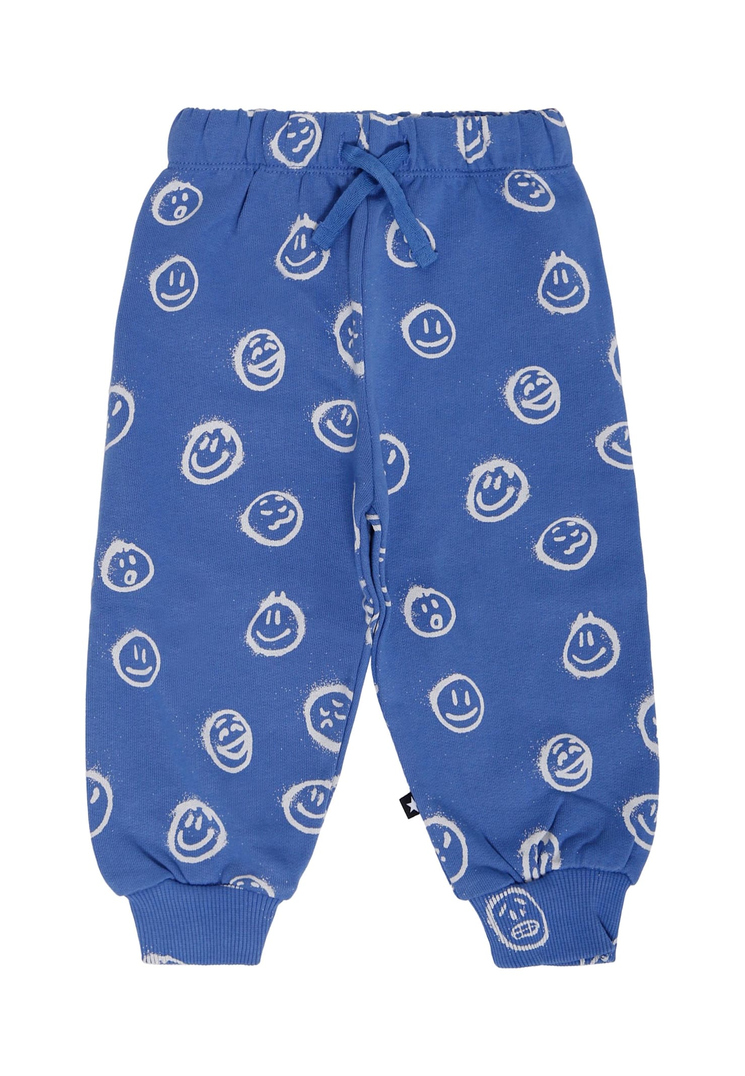 Molo Blue Trousers For Baby Boy With Smiley In Blue