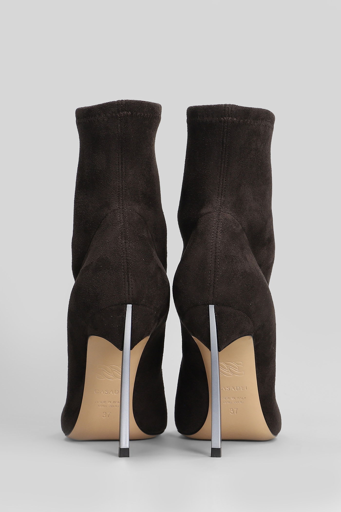 Casadei Blade Stretch High Heels Ankle Boots In Brown Suede In Brown